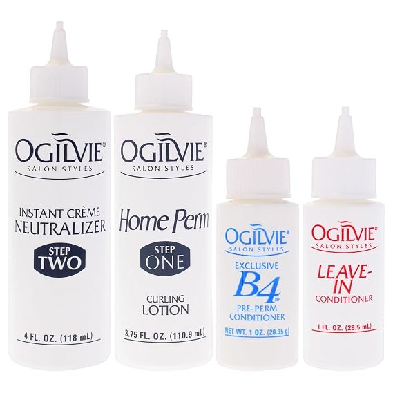 Ogilvie Salon Styles Home Perm The Original with Extra Body for Men & Women - For Color Treated, Normal Hair - Lasting Smooth Curls & Waves Before & After Conditioners with Drip Guard - 1 Application