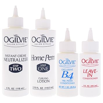 Ogilvie Salon Styles Home Perm The Original with Extra Body for Men & Women - For Color Treated, Normal Hair - Lasting Smooth Curls & Waves Before & After Conditioners with Drip Guard - 1 Application