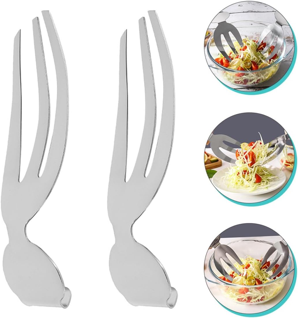 Stainless Steel Silver Lightweight Salad Servers, 2pcs Portable