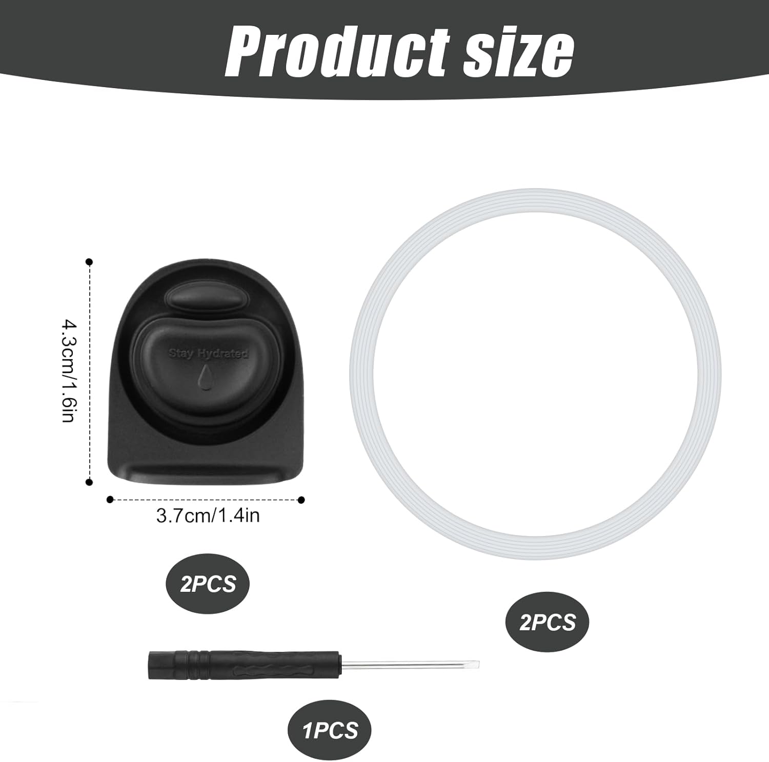 2pcs Rubber Bottle O Seal Ring & 2pcs Replacement Stopper for Owala FreeSip 24oz 32oz, BPA-Free Silicone Water Bottle Top Lid Mouth Parts for Owala 16/19/24/32/40oz Cap Gasket Plug Accessories(Black) - Image 2
