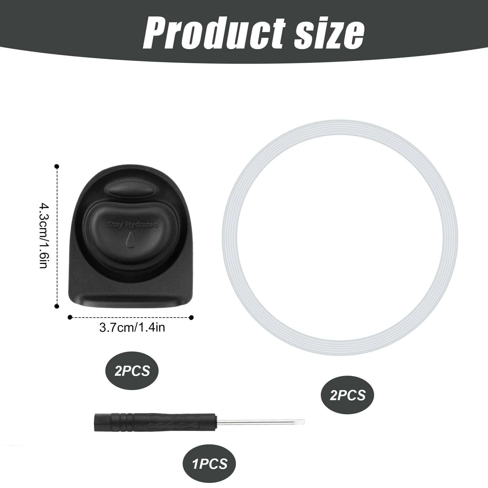 2pcs Rubber Bottle O Seal Ring & 2pcs Replacement Stopper for Owala FreeSip 24oz 32oz, BPA-Free Silicone Water Bottle Top Lid Mouth Parts for Owala 16/19/24/32/40oz Cap Gasket Plug Accessories(Black)