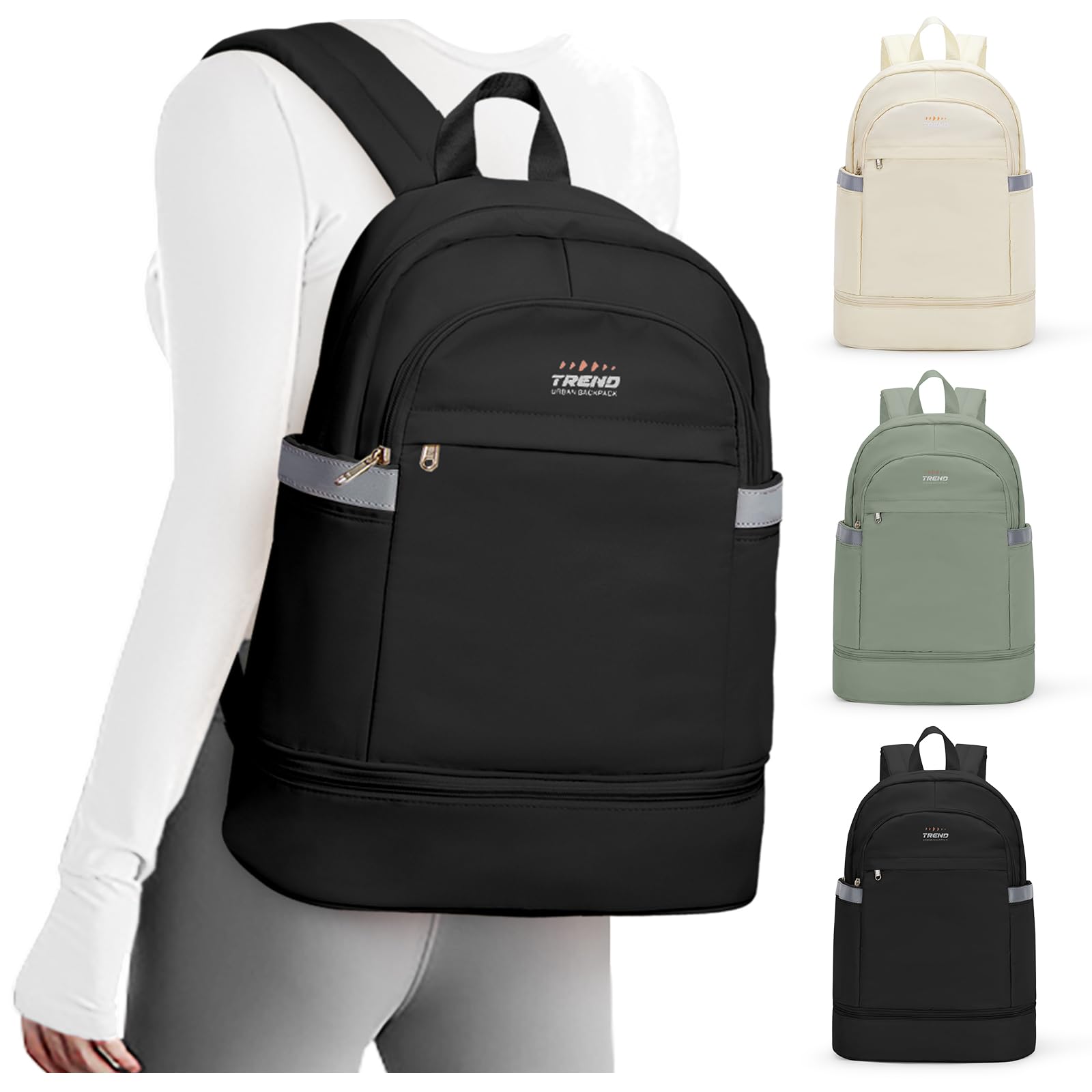 coofay Black Gym Backpack For Women Men Travel Backpack With Shoe Compartment Waterproof Sports Bag Gym Bag Dance Backpacks For Dancers