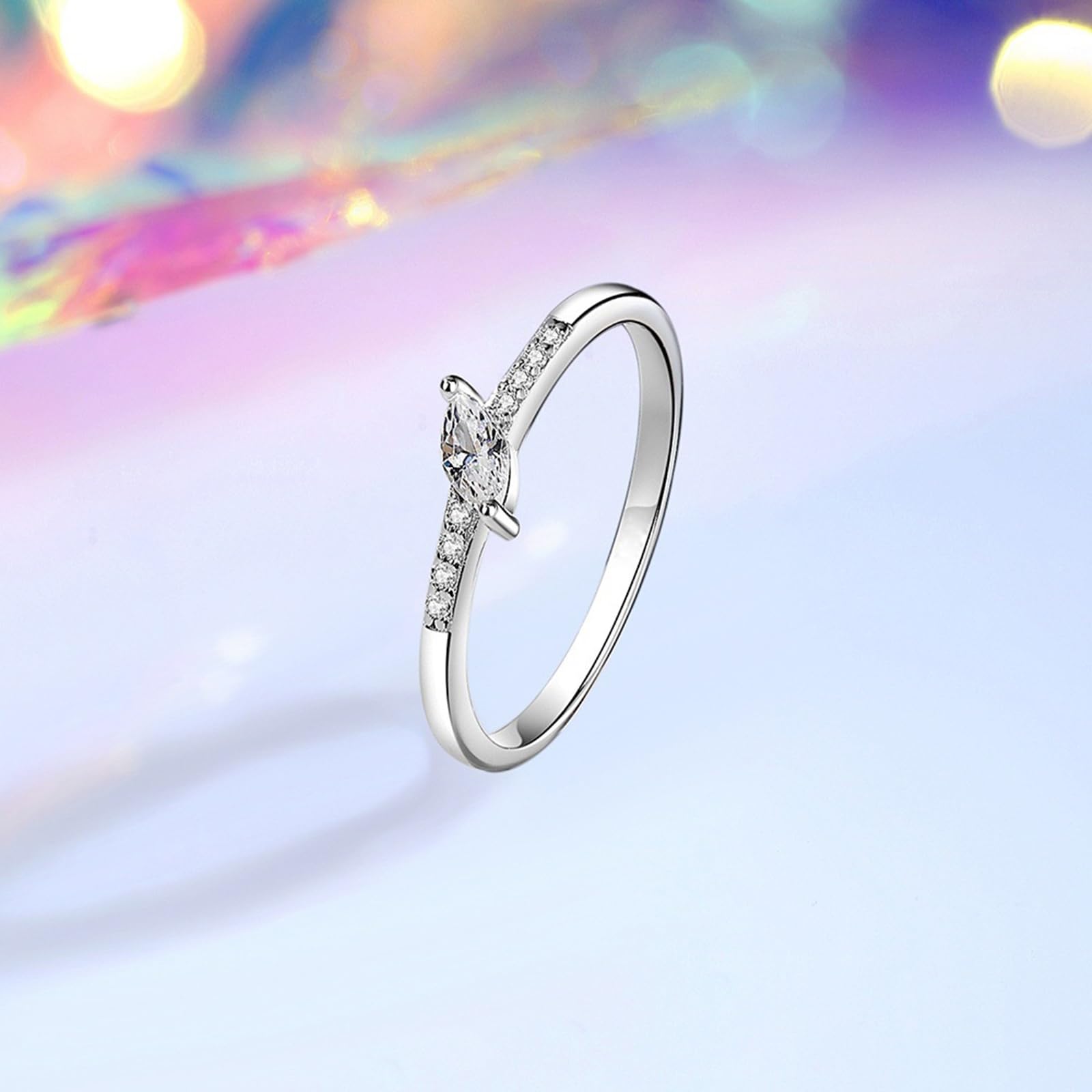 Anillo de boda de oro blanco de 9 K/14 K/18 K/Platino 950, anillo de boda para mujer, 4 x 2 mm, diamante blanco, 0,2 ct