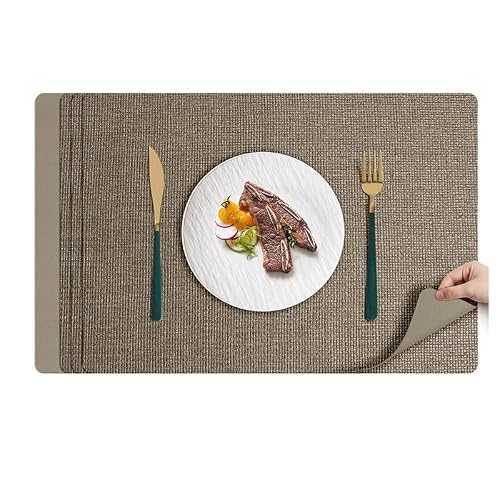 Dkiugl Vert Square Leather Placemat Two-Sided Home Hotel Western Placemats Heat-Insulating Pads