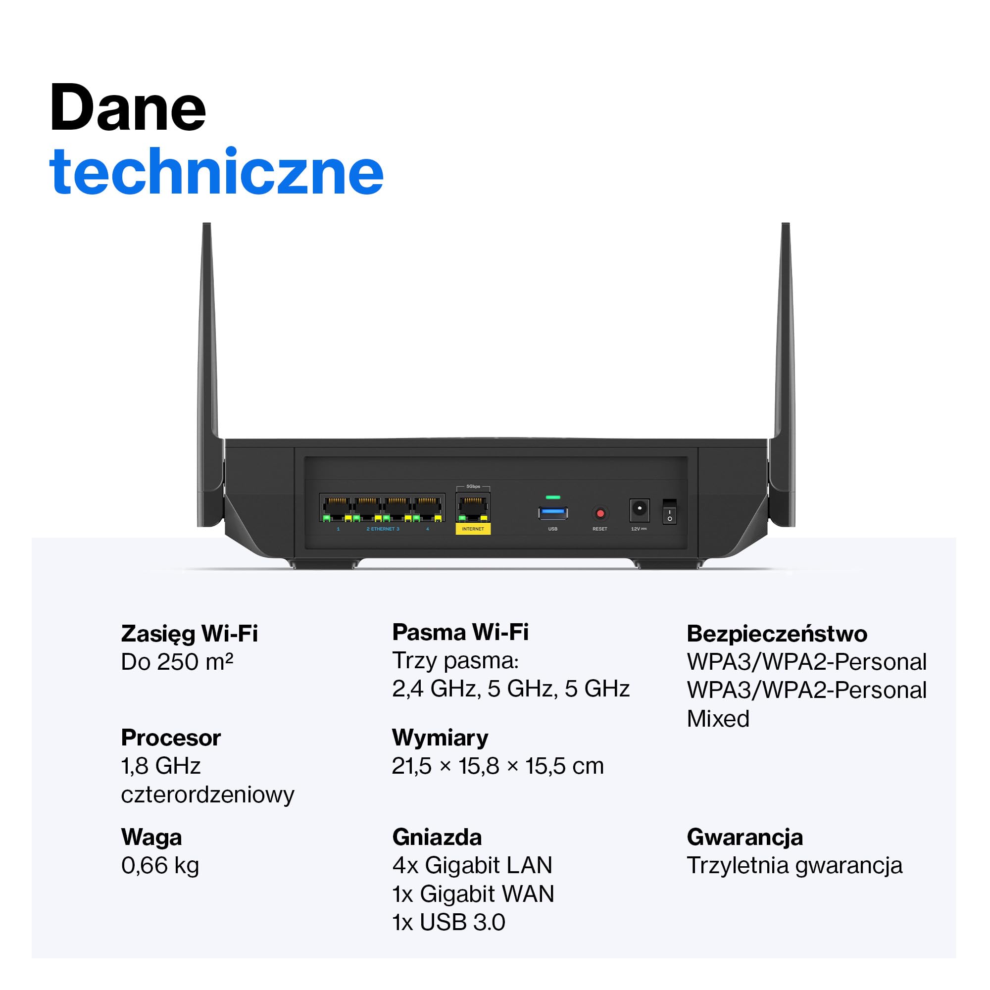 Linksys Hydra Pro 6E Triple Band Mesh WiFi Router 6E (do gier, 8 strumieni, pasmo 6 GHz, przepustowość do 6,6 Gb/s, zasięg 250 m2, ponad 55 urządzeń, współpracuje z Velop Mesh)
