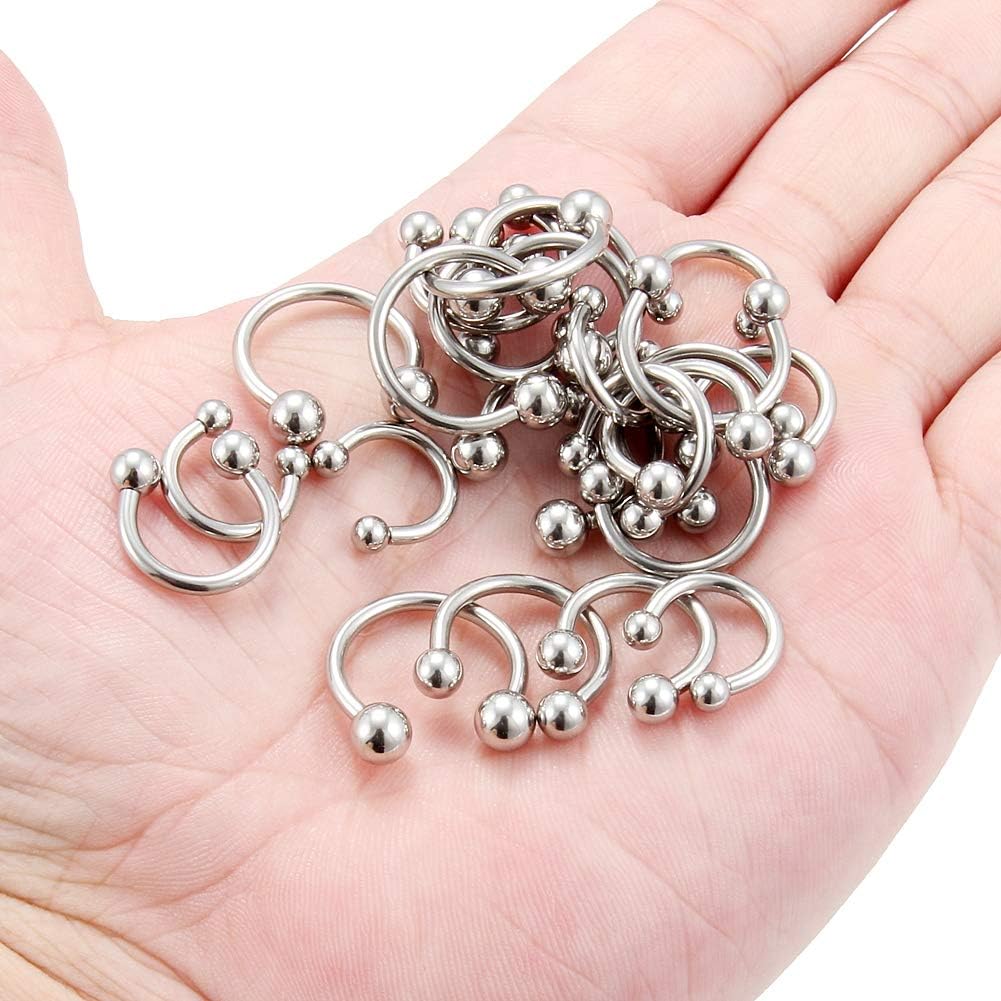Ruifan 24-36PCS 16G 14G 12G Surgical Steel Nose Septum Horseshoe Earring Eyebrow Tongue Lip Nipple Helix Tragus Piercing Rings 6-19mm - Image 3
