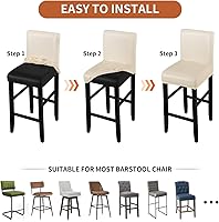 Vista 6 de YISUN Fundas para taburete de bar, elásticas, impermeables, de poliuretano, extraíbles, lavables, fundas para silla de bar con bandas elásticas
