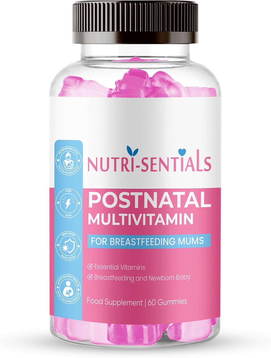 Postnatal Vitamins Gummies- Multivitamin Breastfeeding Supplement for Mums- New Mum Vitamins for Energy, Immunity & Breastfeeding Support- Organic Lactation Supplement- 60 Gummies