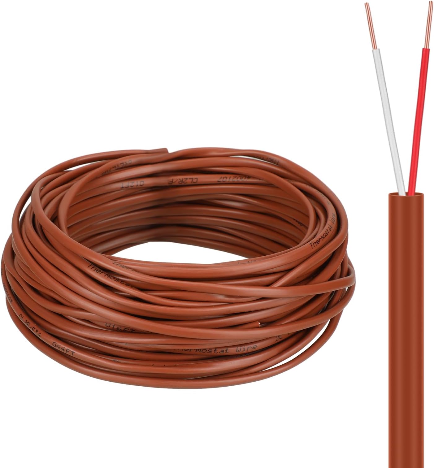 Buryeah Thermostat Wire Bell Wire Solid Copper Cable 18 Gauge ETL, Power Circuit Cable Moisture, Heat and UV Resistant for Low Voltage Applications Use(18/2,25 ft)