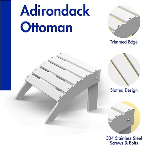 Miniatura 4 de Briopaws Otomana Adirondack plegable, silla Adirondack de polietileno de alta densidad resistente a la intemperie, reposapiés de plástico para