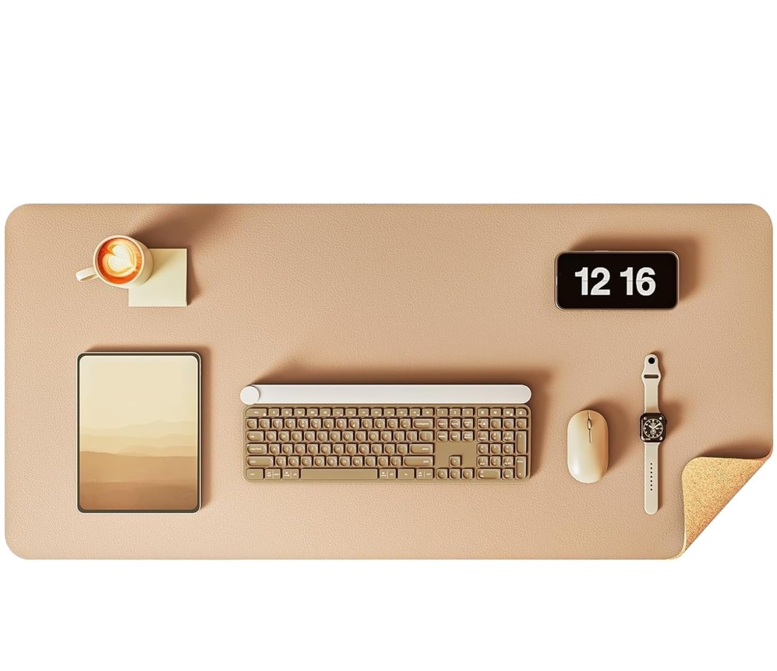 Schreibtischunterlagen Doppelseitige Schreibtischunterlage, Schreibtischmatte aus Leder, Kork FüRs BüRo(Apricot color,80x40 cm)