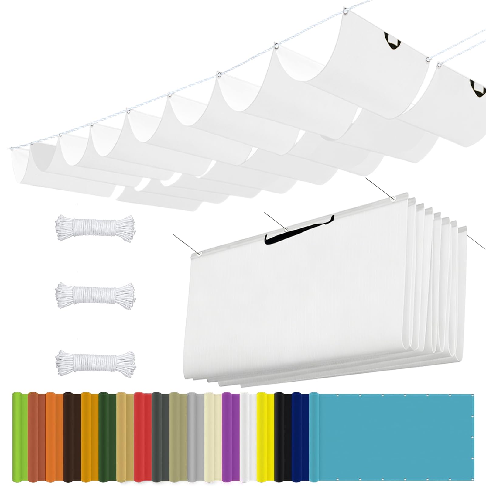 Voile ombrage rétractable anti-UV et imperméable pour grand jardin