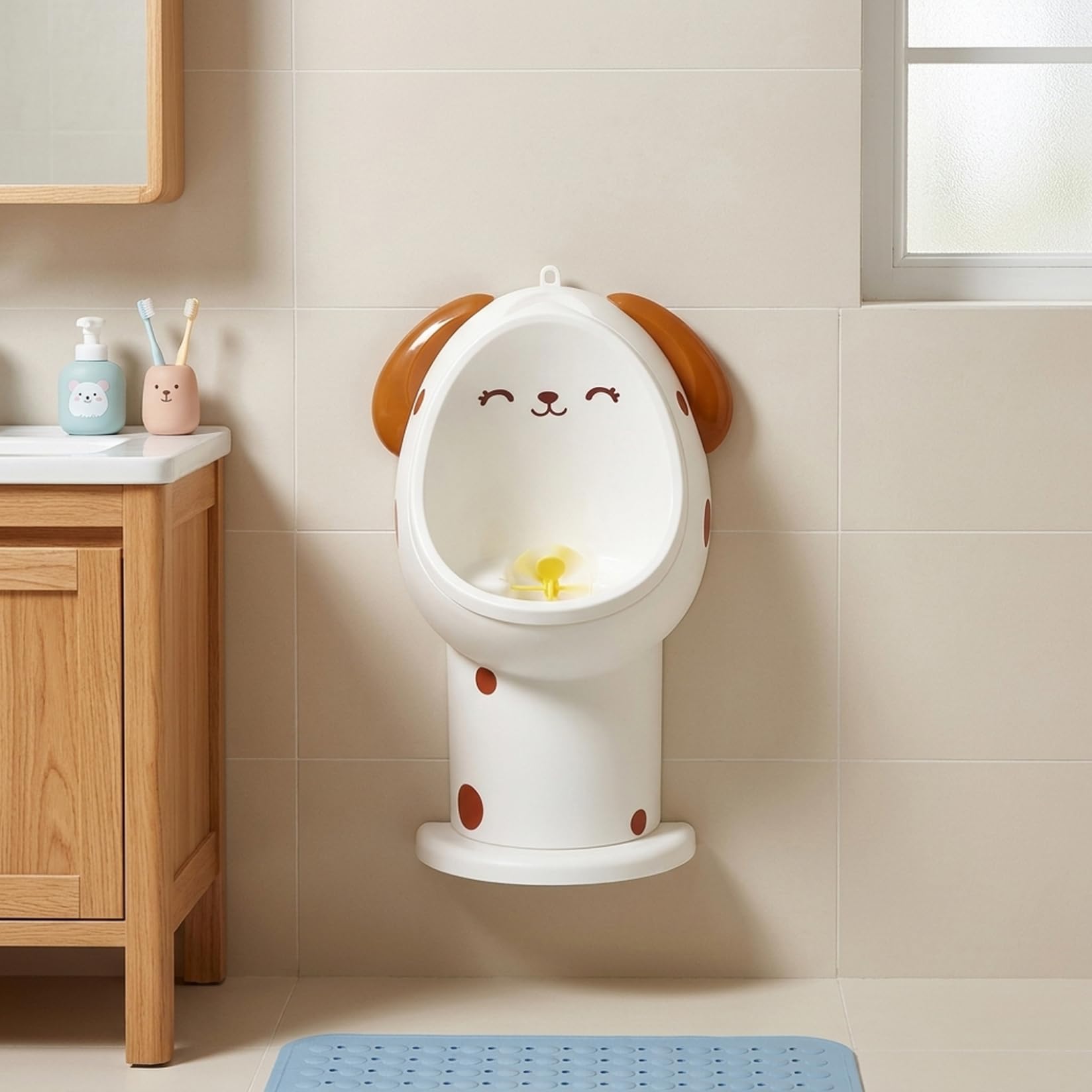 Orinal para niños pequeños, diseño de molino de viento de altura ajustable, orinal para niños, para montado en la pared para entrenamiento para ir al baño