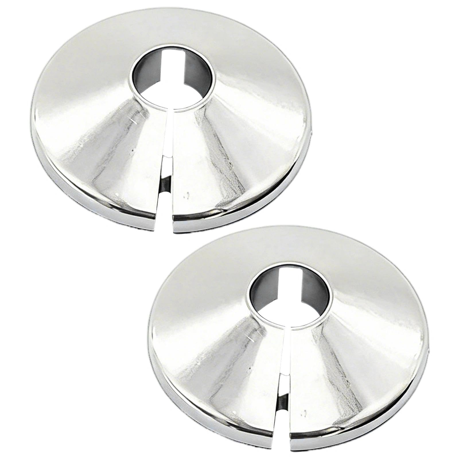 2 Pcs Chrome Radiator Pipe Covers 15mm, Radiator Pipe Collars Cover, Snap On Decorative Pipe Sleeve Rings for Floor Entry, Rad Valve Caps and Pipe Trims for Heating System and Central Heating Pipes