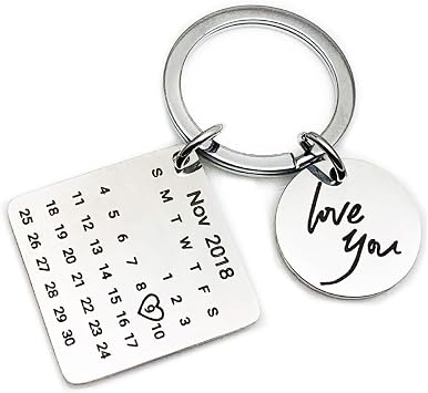 Personalized Custom Engraved Date Calendar Keychain Customized Keychain Anniversary Christmas Special Day Wedding Gift For Lover sty1