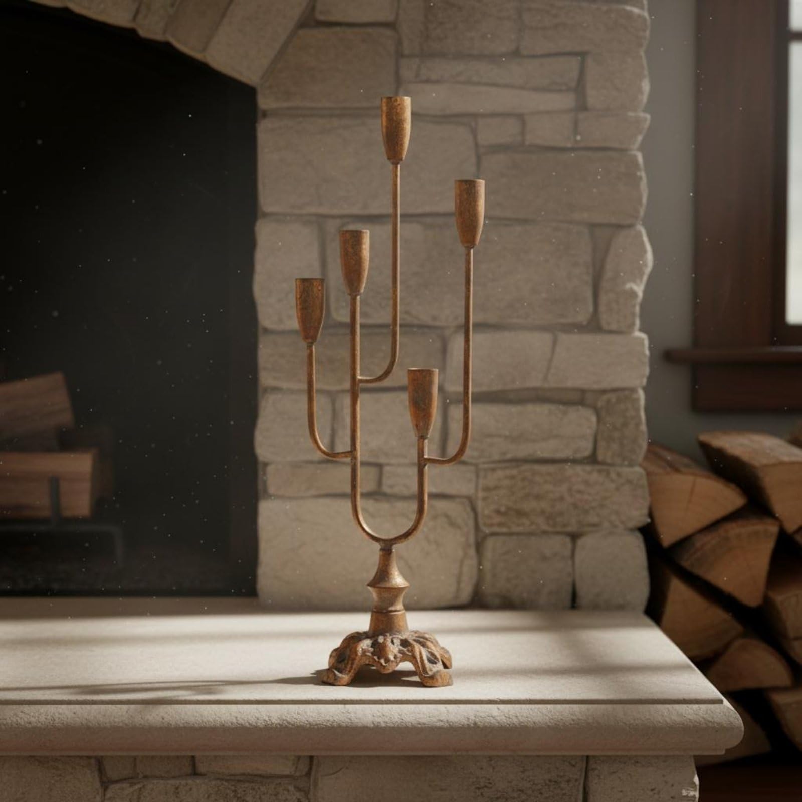 harayaa Candelabro Decorativo Portacandele Candelabro Candeliere Supporto Portacandele in Metallo Stile Europeo Elegante con per Candele Lunghe per Tavola Ricevimenti Natale Soggiorno Ristorante