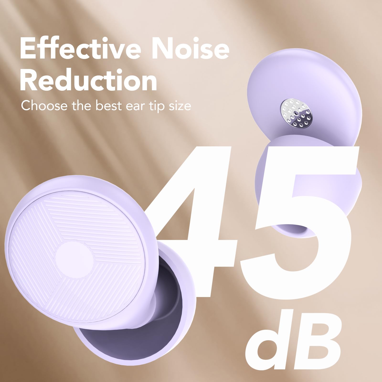 2026 Tapones para los oídos para dormir, 45 dB, reutilizables, morados