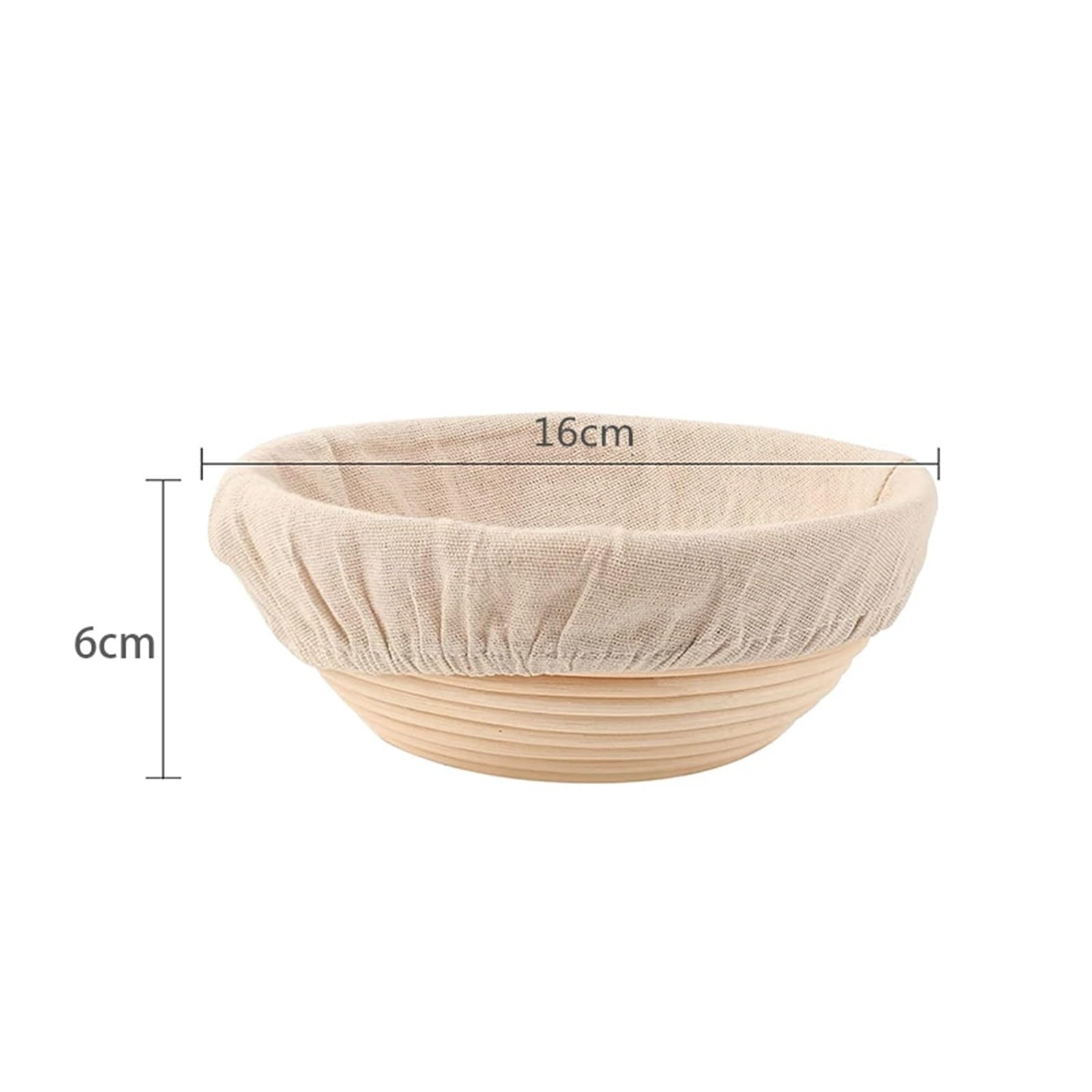 1 szt. Okrągły owalny długi rattanowy koszyk do wyrastania ciasta chlebowego z lnianą wyściółką chleba(16x6cm)