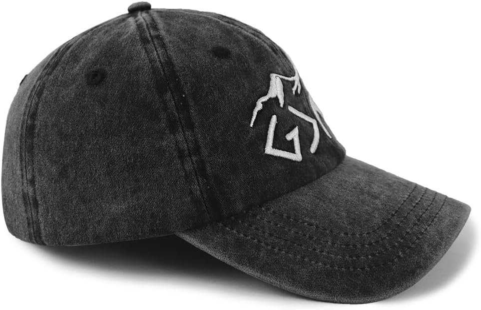 Mountain Vintage Cotton Baseball Cap, Dad Hat with Embroidered Mountain Range Design, Adjustable Casual Outdoor Headwear - Image 3