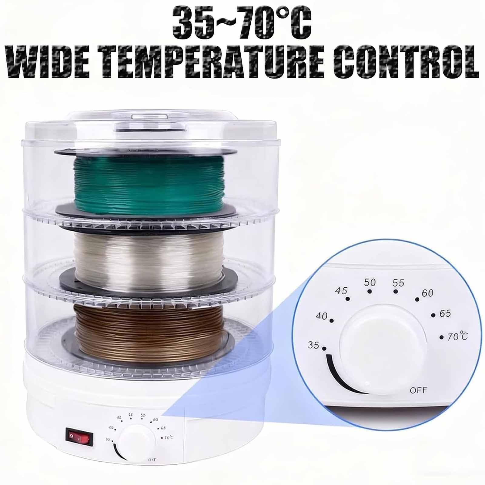 Essiccatore Per Filamenti Per Stampa 3d, 350 W, Temperatura Regolabile Da 35 °c A 70 °c, Silenzioso, Riscaldamento Ad Aria Calda A 360 °c, A 3 Strati, Per Studio Domestico