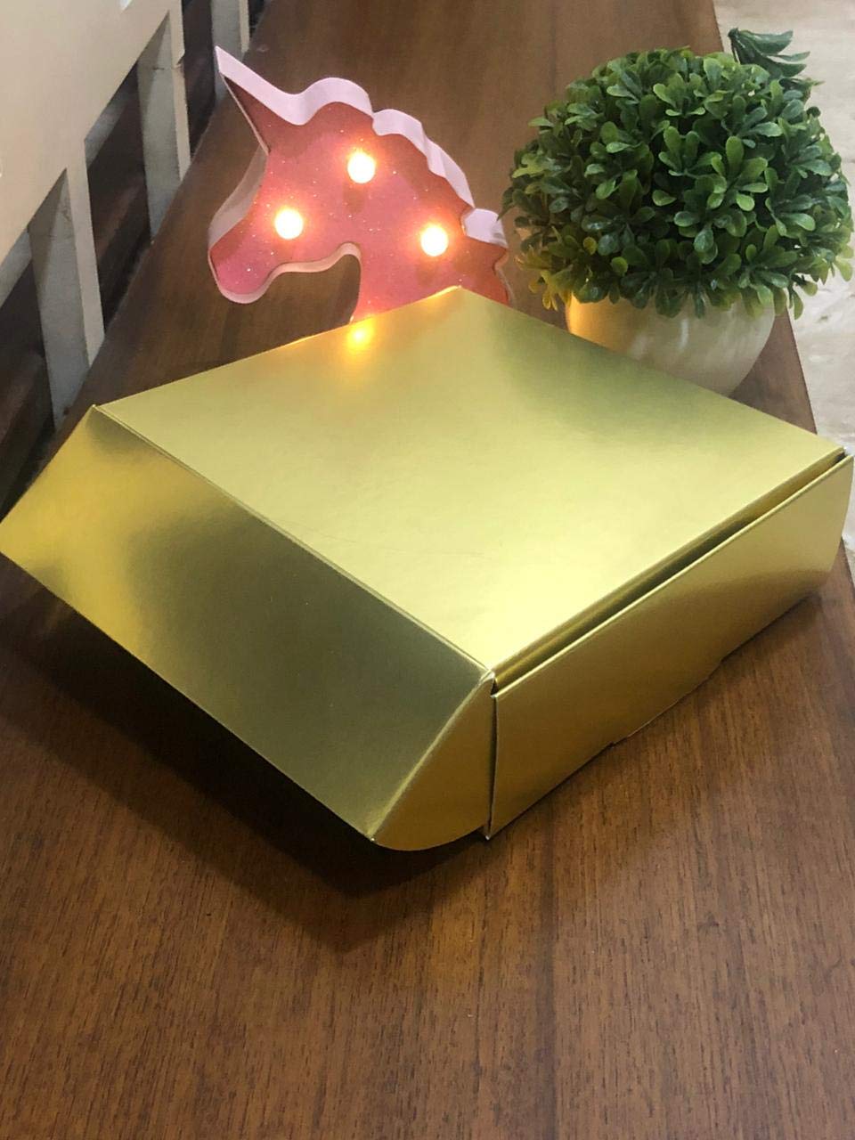 Mood Twister Foldable Gift Box (6x6x2) Gold, Pack of 20-400 GSM Paper Boxes for Gift Packing | Ideal for Brownies, Chocolates, Cookies, Sweets & Snacks | Perfect for Diwali, Weddings & Festivals
