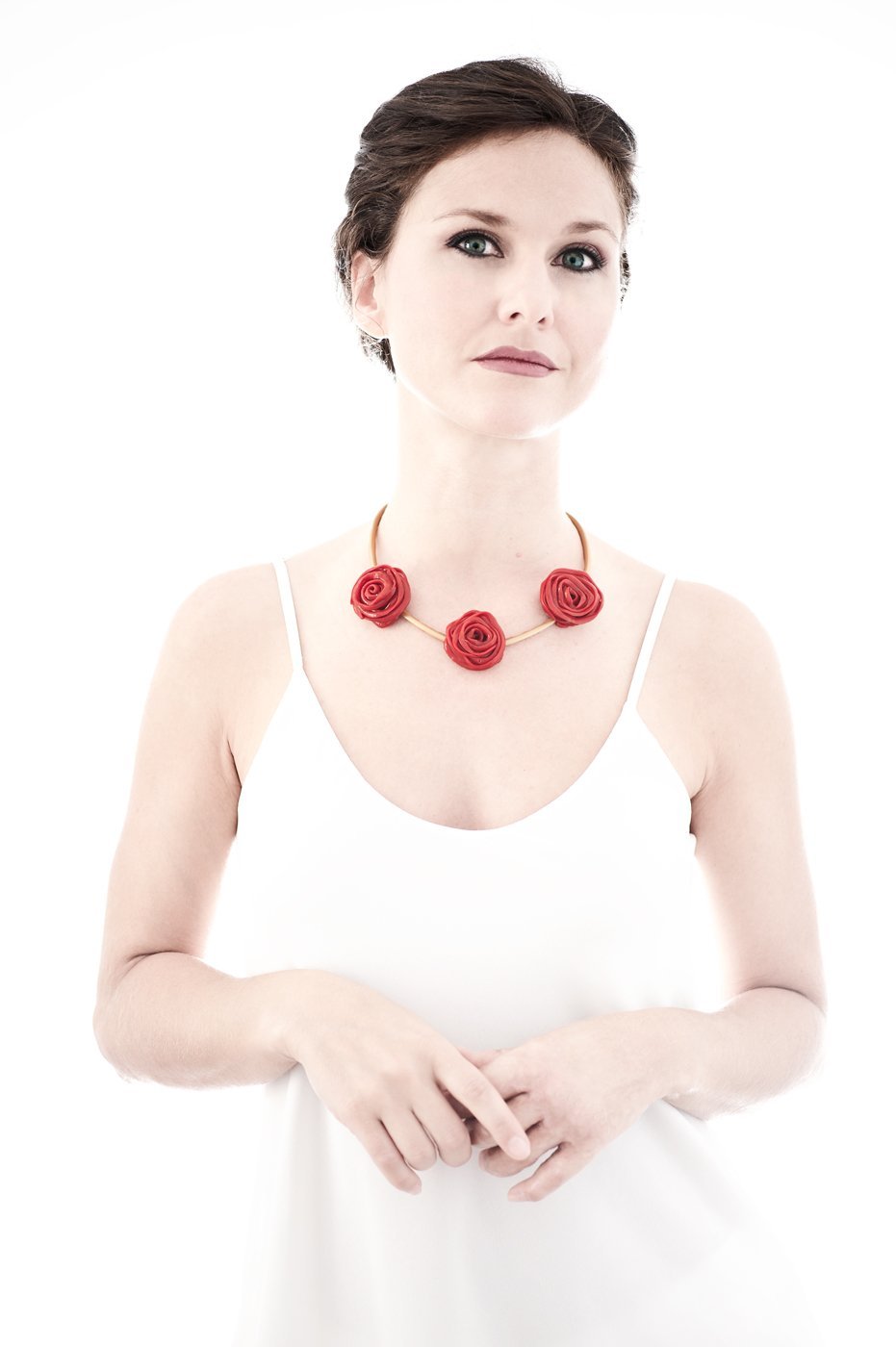 Handmade Necklace, Silicone rubber, Italian Design, Contemporary Jewelry, red & gold, Present for woman, MU factory, made in Italy
