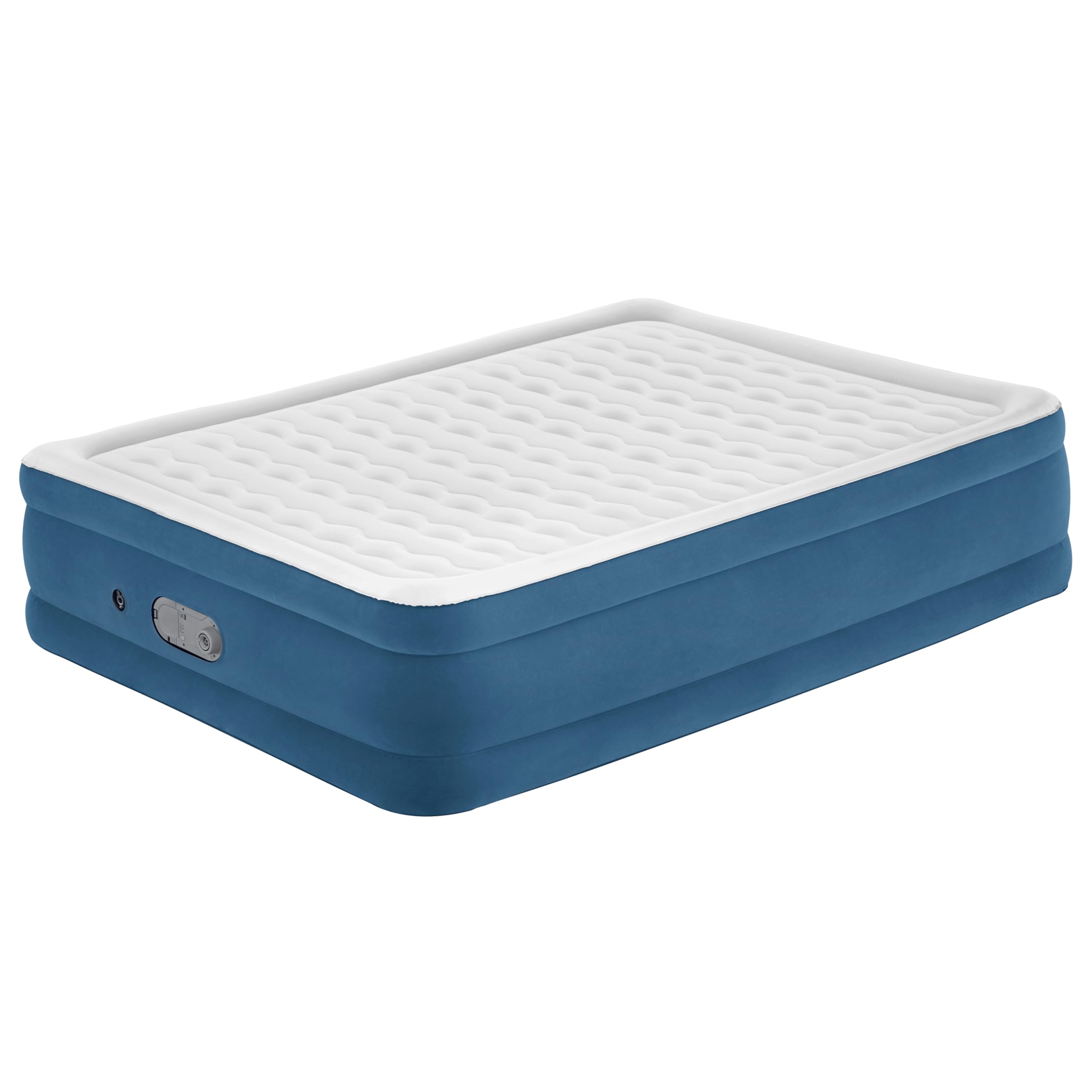 Bestway AlwayzAire Doppelluftbett mit integrierter Doppelpumpe, 203 x 152 x 46 cm, 2 Personen, bis 300 kg, flüsterleise zweite Pumpe, USB-Anschlüsse, strapazierfähiges Vinyl, Tasche, Reparaturflicken
