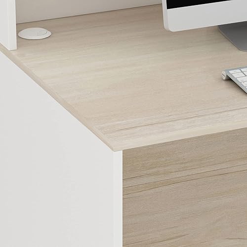 Miniatura 5 de Homsee Moderno mostrador de recepción con gabinete, cajón con cerradura y armario de 1 puerta, mesa de recepción de escritorio de computadora de