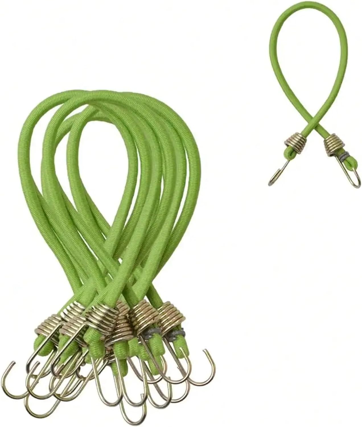 Small Bungee Cords 50Pcs Small Bungee Cords with Hooks Automobile and Motorcycle Elastic Cord Heavy Duty Luggage Straps Rope Hooks 25cm Stretch Tie Tent Outdoor Accessories(Green)