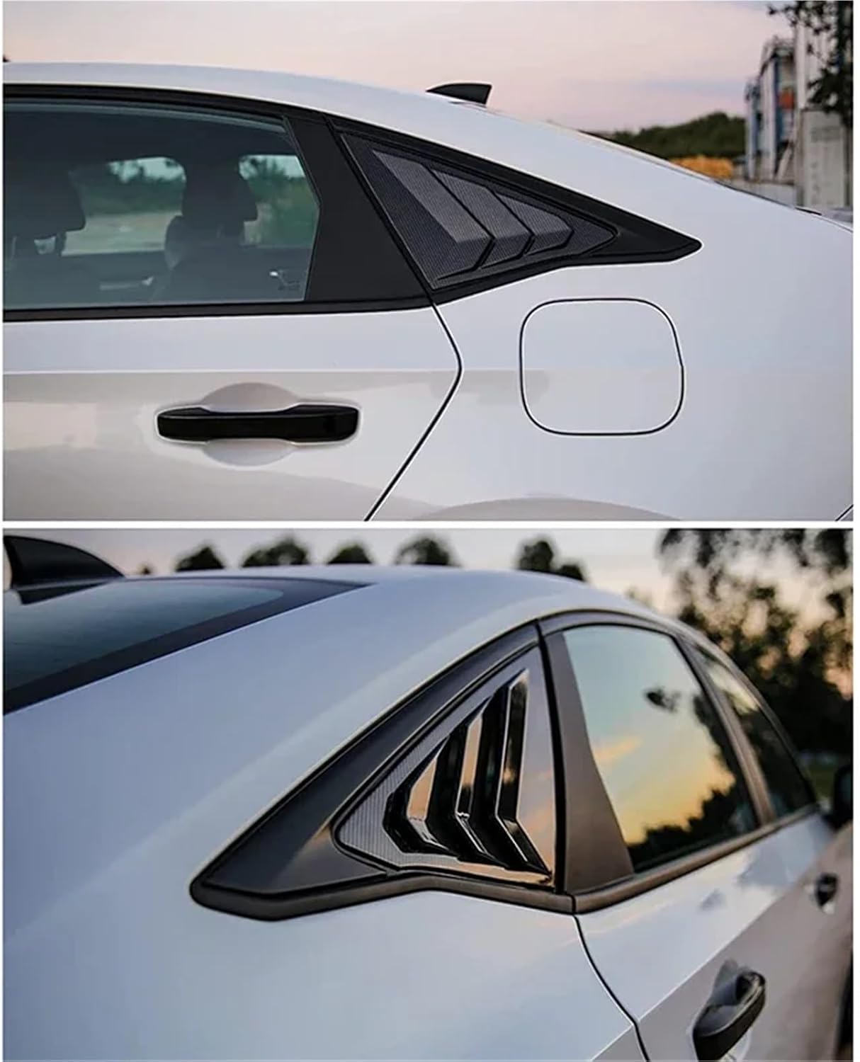 Air Vent Scoop Shades Cover Blinds 2 Pcs Compatible with Honda 11th Gen Civic 2022 LX Sport EX Touring Si Sedan Car Rear Side Window Louvers (Matt Black)
