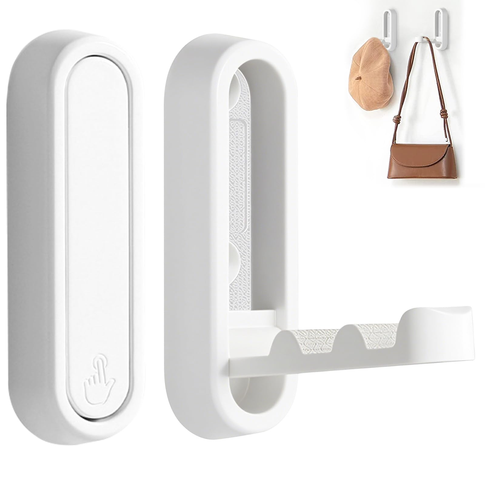 Photo 1 of Eptcp 2Pcs Foldable Wall Hooks, Zinc Alloy Folding Hook White, Heavy Duty Folding Coat Hooks Wall Mounted for Hanging Coat Towels Bags Keys (White, 2 Pack)