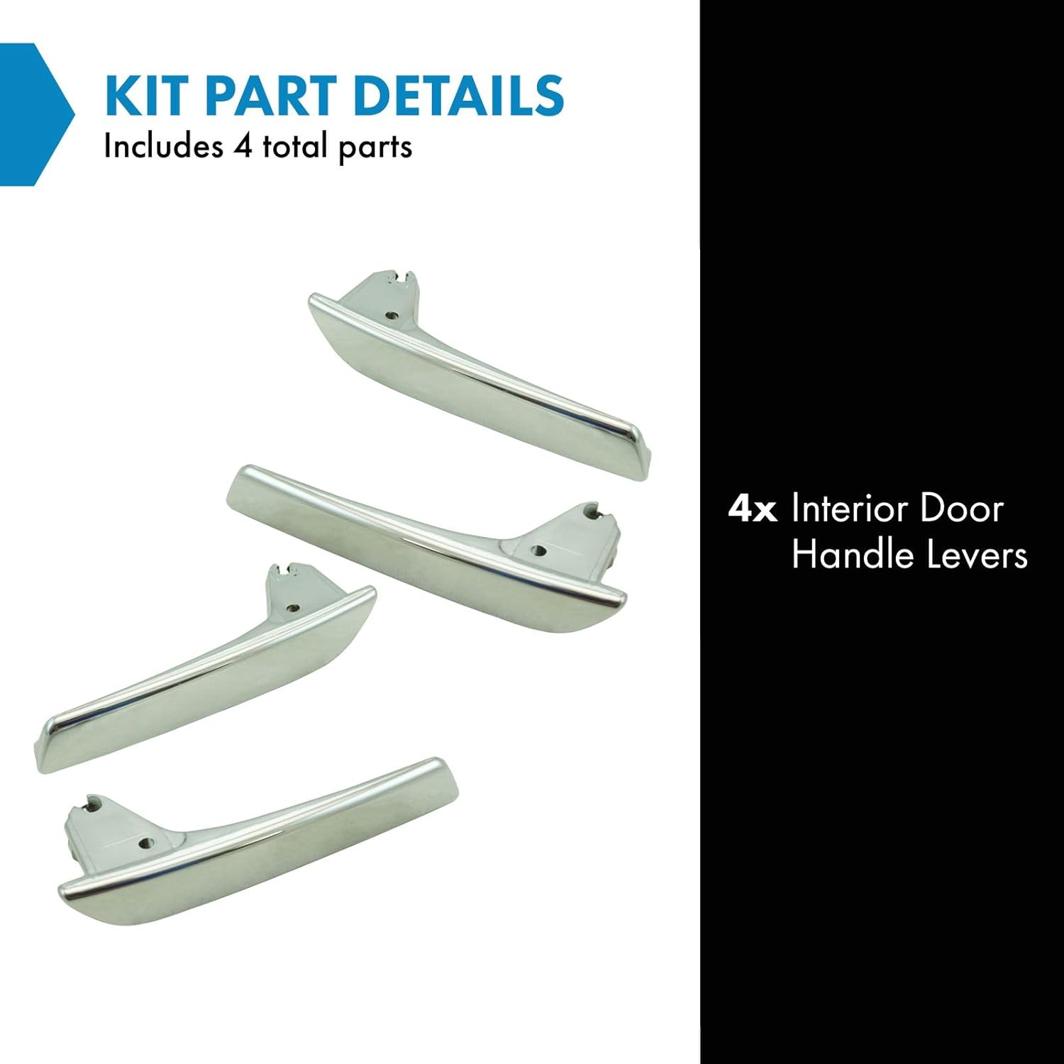 TRQ Interior Door Handle Lever 4 Piece Set Chrome Front & Rear Compatible with 07-13 Chevrolet GMC