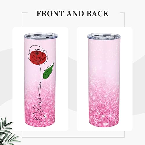 Miniatura 28 de Vaso delgado personalizado con tapa y pajita, tazas personalizadas con nombre de foto, texto, impresión personalizada, taza de imagen, regalos