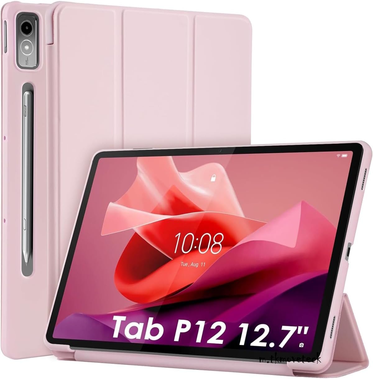 m.tk moveteck Lenovo Tab P12 12.7 inç ile Uyumlu Kılıf, Smart Uyku Modlu, Kalem Bölmeli, Standlı, Rose Gold - Görsel 1