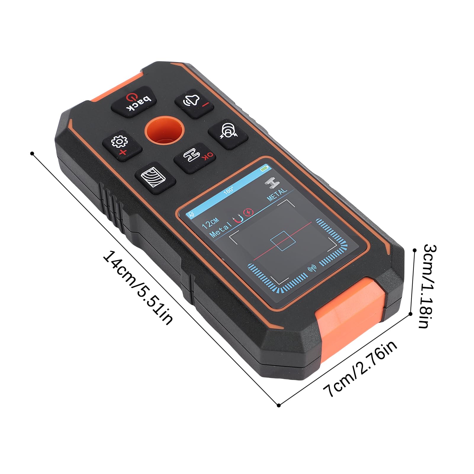 Detector de escáner de pared 3 en 1 para madera, metal y cables de CA activos con pantalla LCD a color de 2,4 pulgadas, medición de profundidad de hasta 3,15 pulgadas, batería de