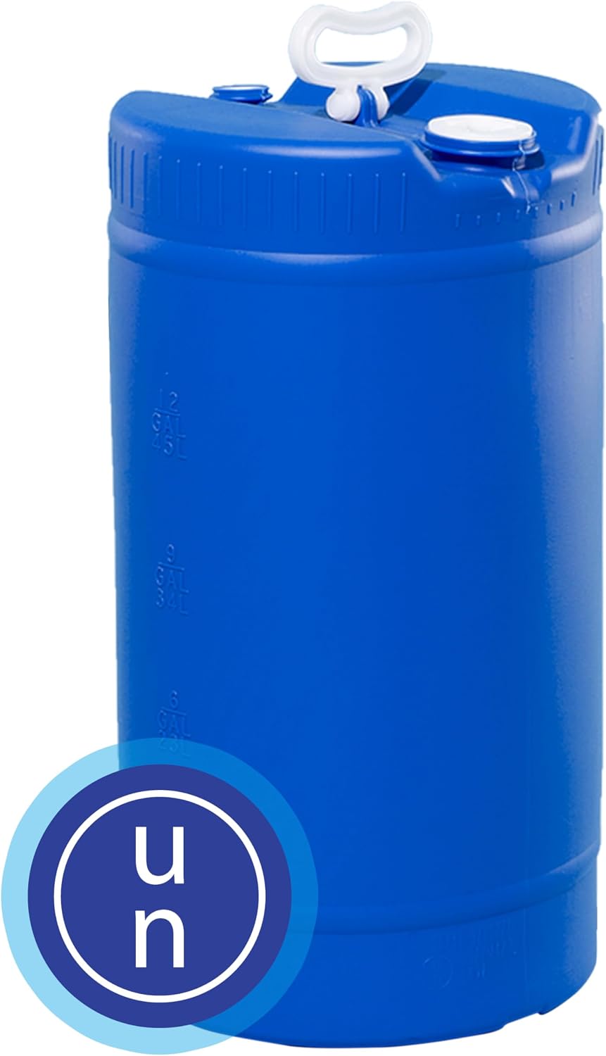 Air Sea Containers | 15 Gallon Closed Head Drum | Poly Drum With Screw Cap | Transport Drum | High Density Polyethylene lab Pack Barrel Drum | Food Grade | Blue Drum | Dims 14.5"W x 26"H (Pack of 3)