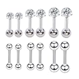 NewZenro Ball 20g Ear Cartilage Helix Surgical Stainless Steel Tiny CZ Studs Earrings Tragus Huggie Barbell Screw Backs Auricle Piercing Jewelry Set 3mm 4mm 5mm