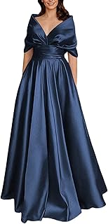 Satin Mother of The Bride Dresses for Women Off Shoulder A Line Evening Gown Elegant Long Wedding Guest Dress