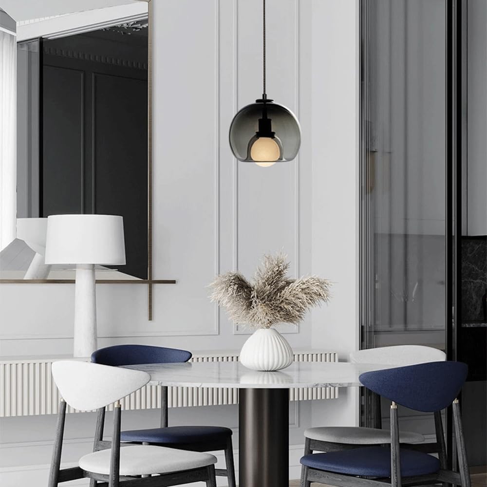 Żyrandol sufitowy do montażu podtynkowego, szklana lampa wisząca w stylu amerykańskim, spersonalizowany klosz lampy wiszącej, jednostronna lampa wisząca z podstawą E27, restauracja z balkonem