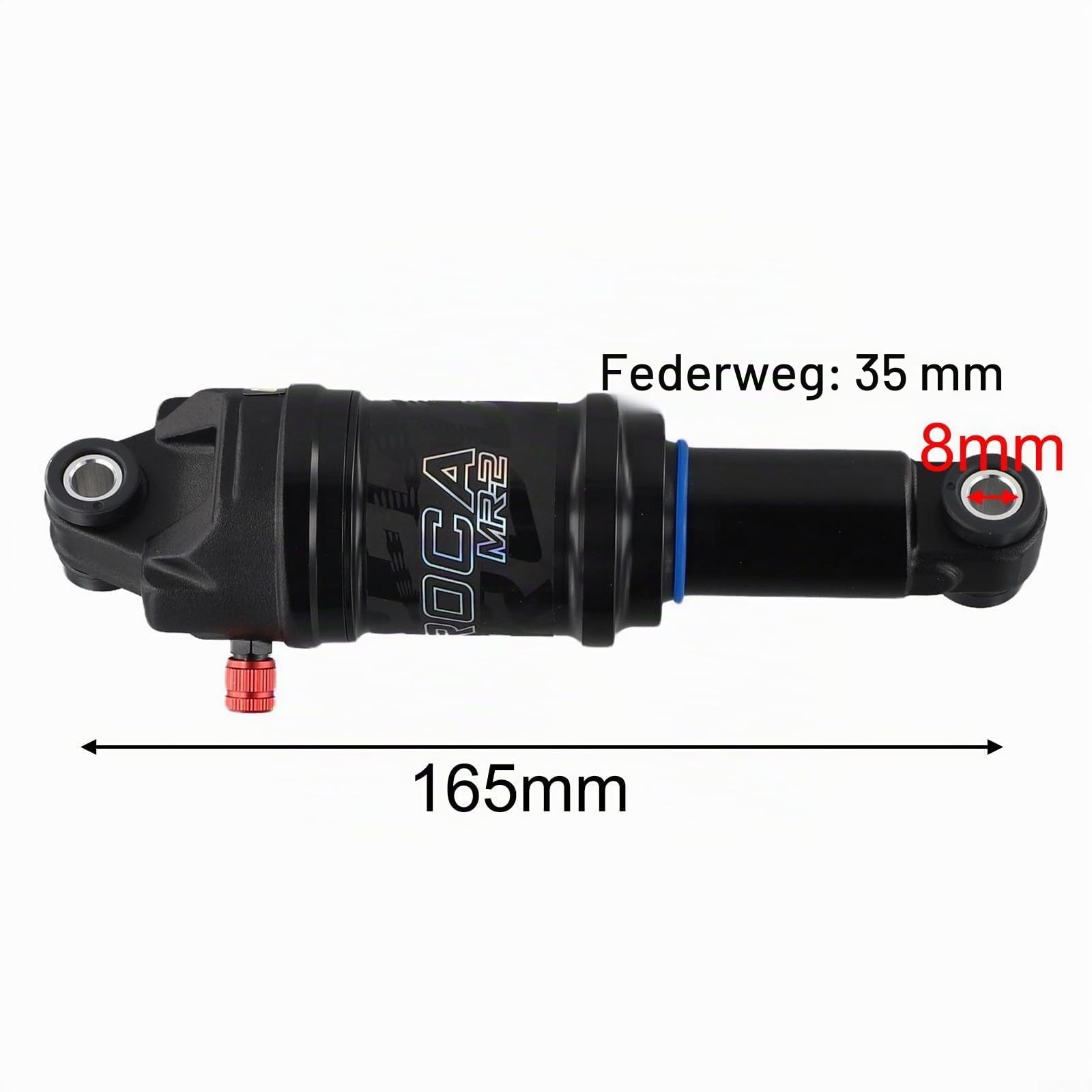 Fahrrad-Luft-Stoßdämpfer für hinten, Rückprallsperre, 125/150/165/190 mm, verstellbarer Luftdruck, Aluminiumlegierung, für Mountainbike, Radfahren, Fahrradkomponenten, Teile schwarz (165 mm x 35 mm)