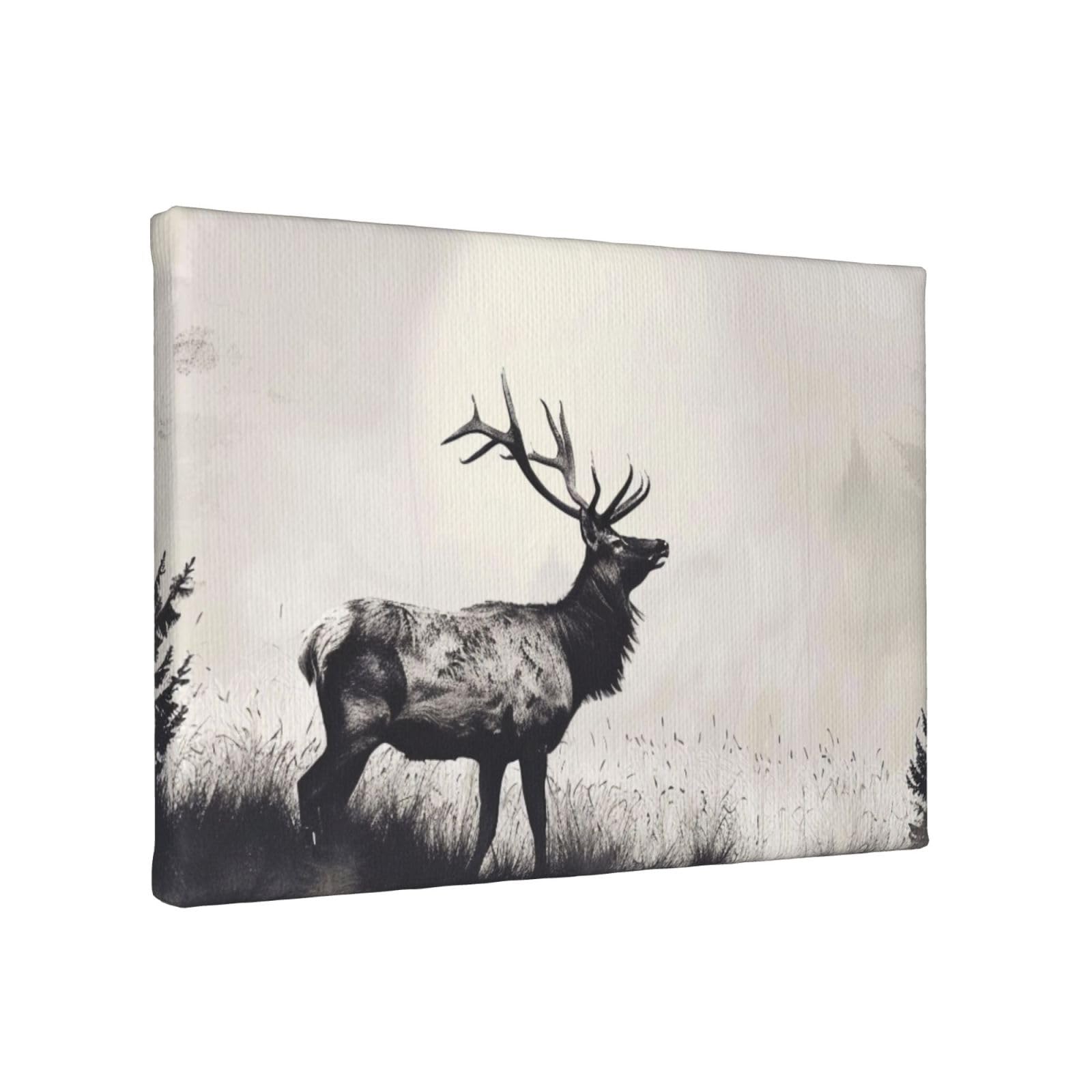 YKLJG Wild Deer Printed Wall Art Canvas Painting 30x20 CM Wooden Framed Picture Painting Artwork Prints for Bedroom Kitchen Home Office Decor