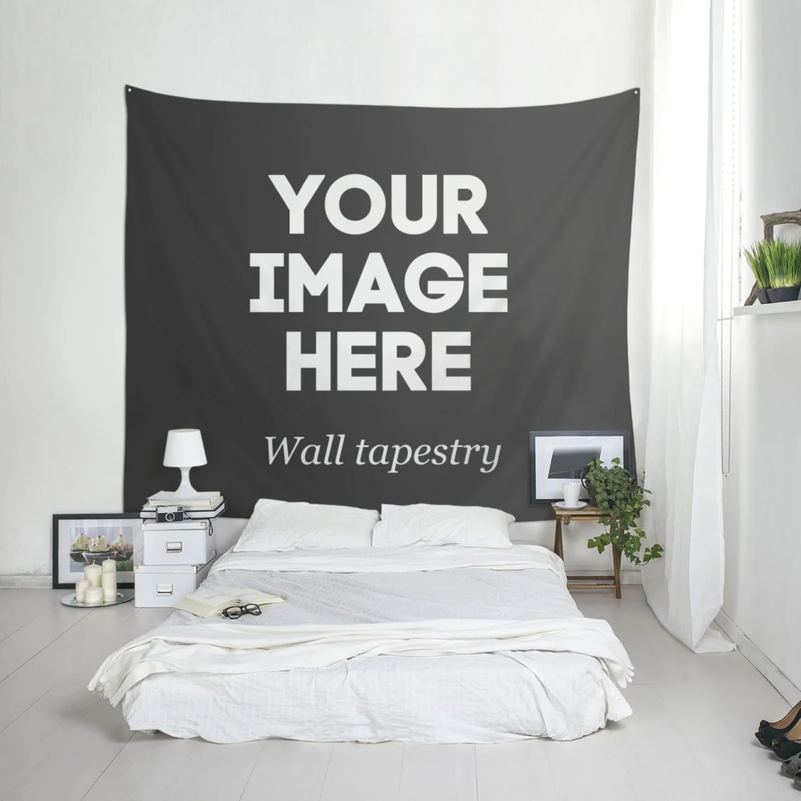 Xel Black Custom Tapestry Upload Images Customize Banners And Signs Personalized Backdrop Tapestry With Your Own Image Photos For Bedroom Wall Hanging Art Decor For Wedding,Family,Christmas,Birthday Gifts
