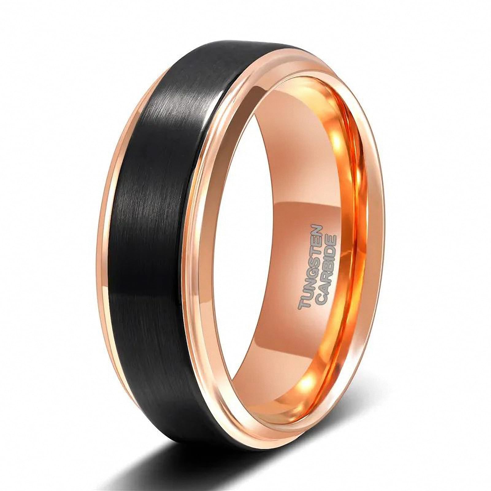 Anillo de carburo de tungsteno negro para hombre y mujer alianza cepillada 6