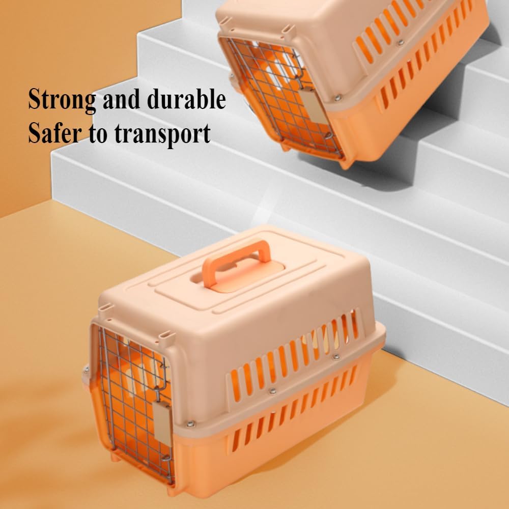 Pet Carrier Cat Carriers Kennel Crate Airline Approved Kitty Travel Cage Plastic Lightweight and Safe to Carry for Puppy Bunny Cats