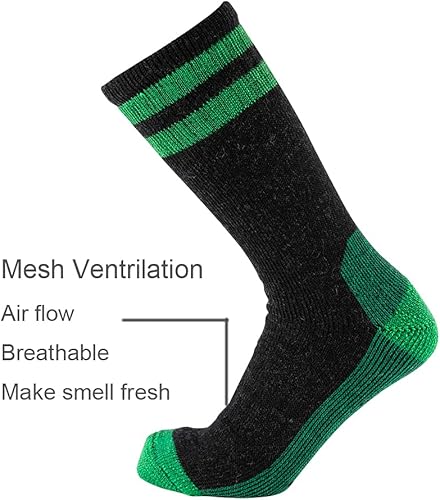 Miniatura 4 de Cerebro Calcetines de lana merino para hombre, calcetines acolchados a media pantorrilla que absorben la humedad, calcetines de senderismo para