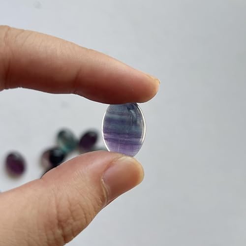 Miniatura 9 de Bacatgem 7 cuentas ovaladas de lapislázuli con parte trasera plana, piedras preciosas de cristal para hacer joyas, bricolaje, 0.71 x 0.51 pulgadas