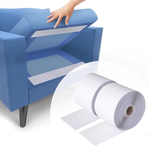 Cinta de velcro blanca de 4 pulgadas x 18 pies con adhesivo, tiras de cinta de nailon resistente de gancho y bucle, agarres antideslizantes para