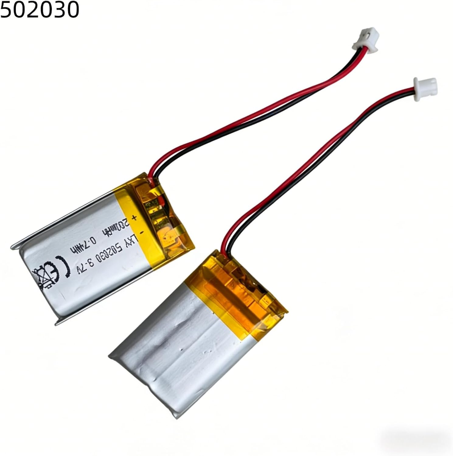 3.7V Lithium Polymer Battery 200mAH502030 Rechargeable Battery is Ideal for Small Drones and Other 3.7V-5V Electronic Equipment JST Connector 1.25 (2 Pack)