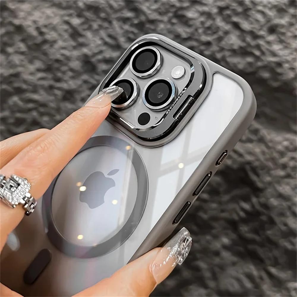 Magnetyczne etui odporne na wstrząsy do iPhone'a 17 16 15 14 Plus 13 12 11 Pro Max, podstawka Funda, szklana osłona obiektywu, czarna, do iPhone'a 12, 12 Pro