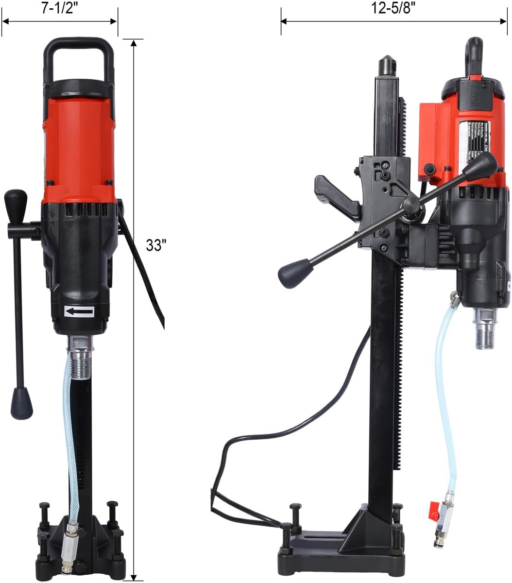 Diamond Core Drilling Machine, Wet&Dry Concrete Core Drill Rig with Stand, Drilling Diameter for Concrete Brick Block Stone, 750RPM Gearbox (33 inch)